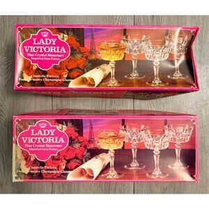 Vintage Set of (8) Lady Victoria Champagne Glasses in Chantelle Pattern